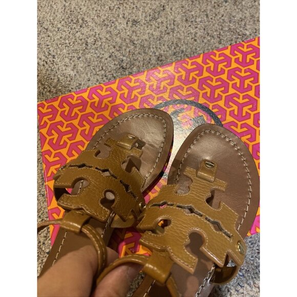 Tory Burch Phoebe Leather Flat Thong Sandal Royal Tan Brown US Size: 6 - Picture 6 of 8